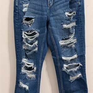American Eagle Outfitters Ripped Blue Mom Jeans